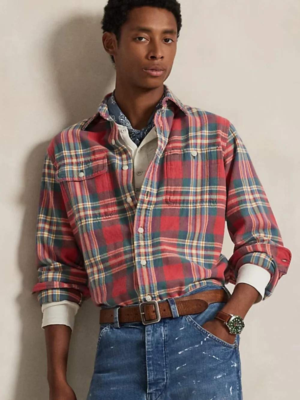 Polo Ralph Lauren Classic Fit Southwest Plaid Flannel Button Shirt Small
